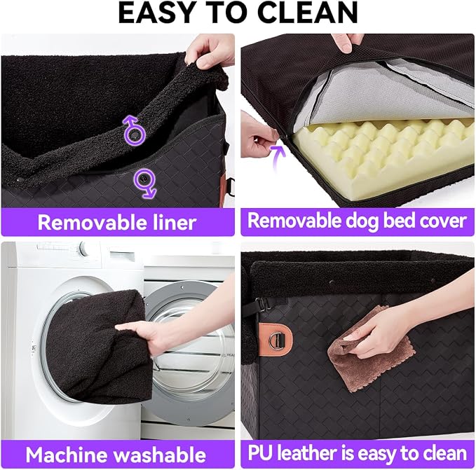 TKYZ Dog Car Seats for Small Medium Dogs,PU Leather Car Seat Boosters,Foldable Puppy Cat Carseats (Black, Medium Dog) - Image 5