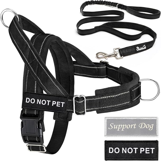 Lukovee No Pull Dog Harness and Leash Set, Soft Padded Vest with Front Clip | Adjustable, No Choke, Reflective,Durable Easy Control Pet Vest Harness for Safe Walking for Medium Large Dogs (Black, L) - Image 9