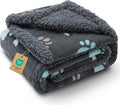 Luciphia Waterproof Dog Blanket Reversible Sherpa Fleece for Small Dogs Cat | Soft Print Pet Blanket Washable Pee Proof, Furniture Protector for Couch Sofa Bed Car, Cozy Throw(57" x 40", Grey Paw) by luciphia