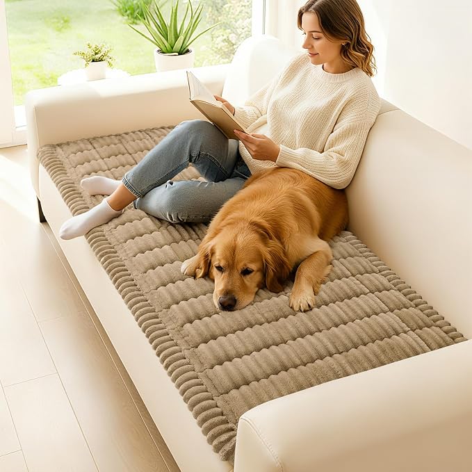 hyha Couch Cover for Dogs, Washable Non Slip Plush Flannel Sofa Protector | Thick Flannel, Anti-Slip Backing, Pet Hair & Scratch Protection, Fits Sofa & Loveseat (27.6" x 82.7") - Image 2