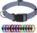 TagME Small Dog Collar, Reflective Puppy Collar, Grey, 3/4" Width | Lightweight, Nylon Collar for Puppies and Small Dogs, Adjustable Length, 12 Color Choices, Reflective for Evening Walks by TagME