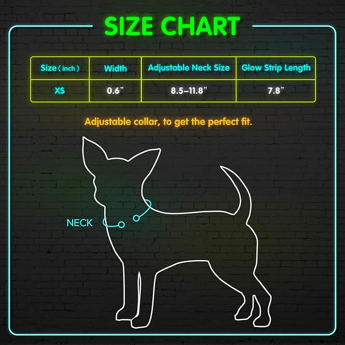LED Dog Collar - Rechargeable Light Up Dog Collar for Small Dogs& Cats, Reflective Adjustable Puppy Collar Safety Dog Lights for Night Walking (Red, XS) - Image 5