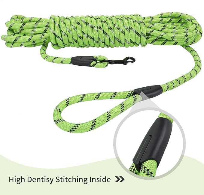 Long Dog Leash for Training 20Ft-Reflective Nylon Rope with Swivel Hook-Recall Agility Lead for Large Small Medium Dogs Outside Walking Hiking-Green - Image 5