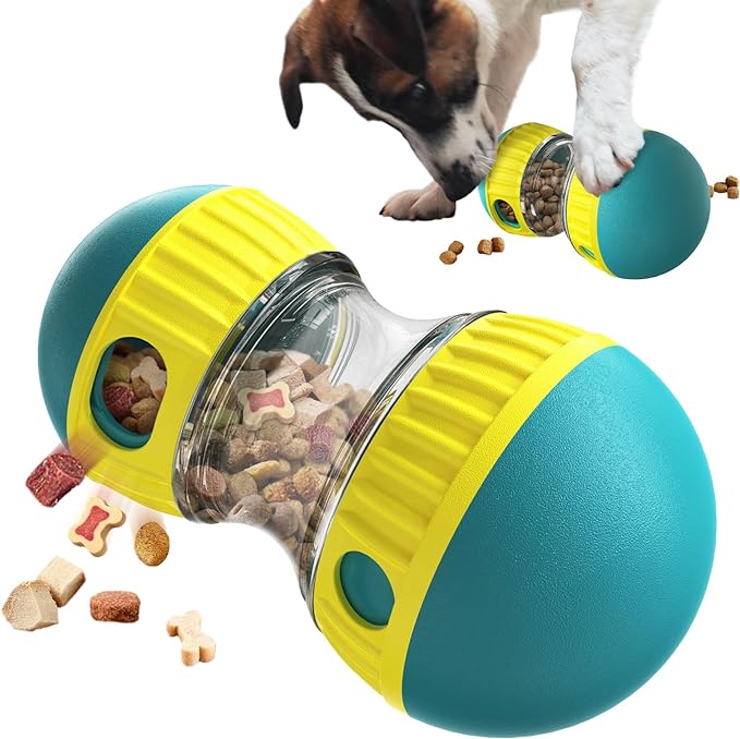 BSISUERM Dog Puzzle Toy Adjustable Treat Dispensing Ball Food Dispenser Tough Slow Feeder Puppy Enrichment Training Toy Pet Interactive Chase Toys for Small Medium Large Dogs to Keep Them Busy, Green by BSISUERM