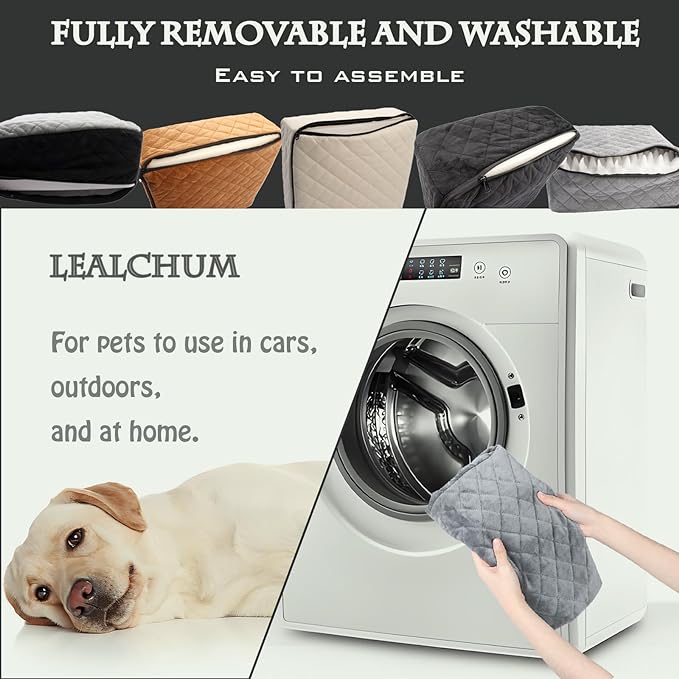 Lealchum Dog Booster Car Seat for Small/Medium Dogs Up to 35lbs,Elevated Cushion Fits in Front/Back Seat,Fully Detachable and Washable,2 Storage Pockets & Dog Leashes,Easy to Install(Black,Medium) - Image 5