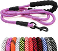 MayPaw Heavy Duty Rope Dog Leash, 6/8/10FT Nylon Pet Leash, Soft Padded Handle Thick Lead Leashes for Large Medium Dogs Walking Training Roaming (Pink-Blue dot, 1/2" * 10') by MayPaw