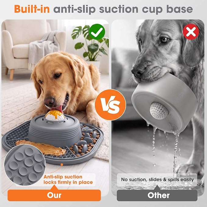 3-in-1 Dog Slow Feeder Bowl, 10in Large Non-Slip Slow Feed Dog Bowl with Removable Design, Food-Grade Silicone Puzzle Slow Feeder for Dogs & Cats, Helps Prevent Bloating and Indigestion（10 Inch） - Image 3
