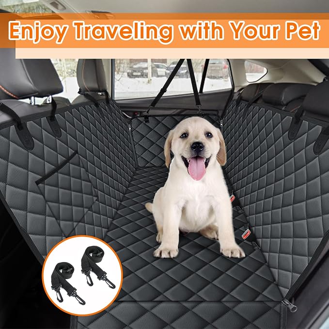 NECKORY Waterproof Dog Car Seat Cover for Back Seat, Pet Hammock- S, Black | Durable waterproof hammock with nonslip design & storage pockets. Protects seats from scratches, fits cars, SUVs & trucks. - Image 7