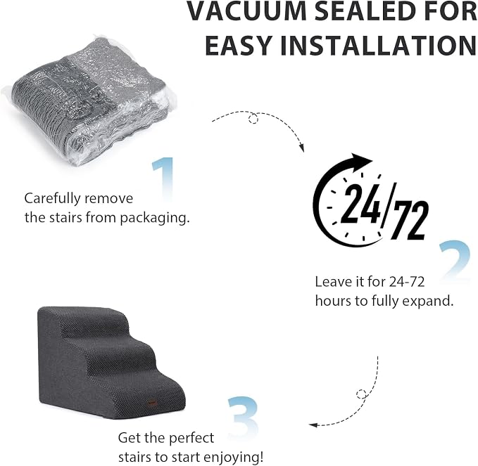 Garnpet Dog Stairs for Bed with Tunnel, 5-Step Dog Steps for Small Dogs and Cats, Non-Slip Indoor Pet Stair for Couch and Sofa, Dark Grey - Image 4
