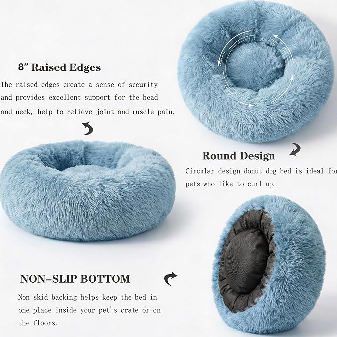 nononfish Cozy Small Dog Bed,Soft Donut Calming Pet Bed | Cozy small dog bed with plush donut comfort. - Image 5