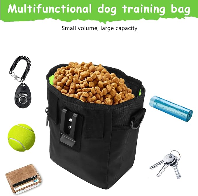 kissleaf Dog Treat Pouch, Magnetic Closure, Dog Clicker- Black | Dog Training Treat Pouch, Large Size, Nylon Material, Magnetic Closure & Clicker, for Walking, Obedience & Outdoor Use - Image 2