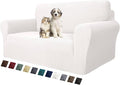 MAXIJIN Stretch Loveseat Sofa Slipcovers 1 piece Love Seat Couch Covers for 2 Cushion Couch Non Slip Sofa Cover Washable Dog Cat Proof Furniture Protector Pet Friendly (Loveseat, White) by MAXIJIN