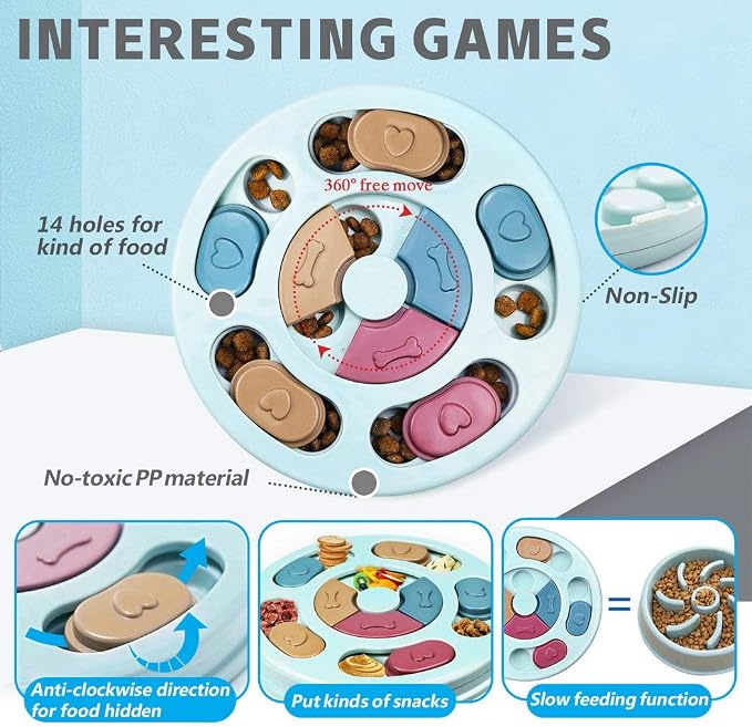 Joansan Interactive Dog Puzzle Game Toys, Dog Enrichment Toys for Puppy Mentally Stimulating Treat Dispenser Dog Treat Puzzle Feeder for Small,Medium and & Large Dogs Treat Training (Blue) - Image 2