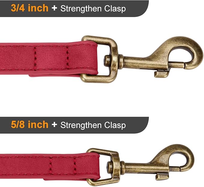 Didog PU Leather Dog Leash for Medium Large Dogs, 3/4in x 5ft, Red | Soft Grip Full Control, Easy Clean, Metal D-ring for Poop Bag Holder, Tangle-Free 360° Swivel Clasp, for Walking & Training - Image 5