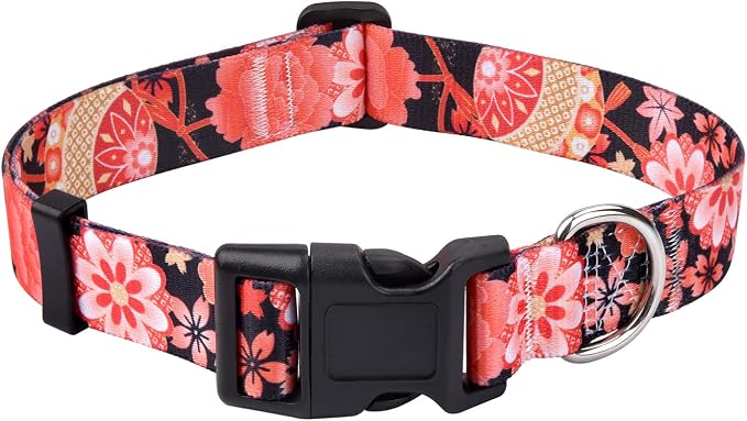 Mihqy Dog Collar for Small Dogs Puppy Cats, Floral Red Flower A,XS | Neck Fit 7.9"-11.8", Multiple Patterns，4 Sizes for Small Medium Large Dogs, Comfortable for Walks and Outdoor Hikes - Image 2
