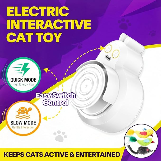 Automatic Interactive Cat Toys, Door Flying Feather Bird & Mouse for Kitten | CATPICK Electric Rechargeable Door Frame Hanging Play Chase Exercise Moving Enrichment Toy for Bored Adult Cats, White - Image 4