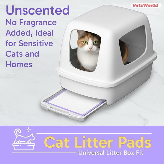 PetsWorld Universal Fit Cat Pad Refills for Litter Box, Unscented, Odor Control, Pack of 600 - Image 2