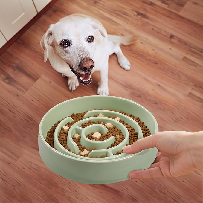 Ceramic Slow Feeder Dog Bowl,1.5 Cups Pet Slow Feeder for Small and Medium Breed,Puzzle Dog Food Dish,Anti-Gulping,Stop Bloat,Preventing Choking(Green) - Image 3