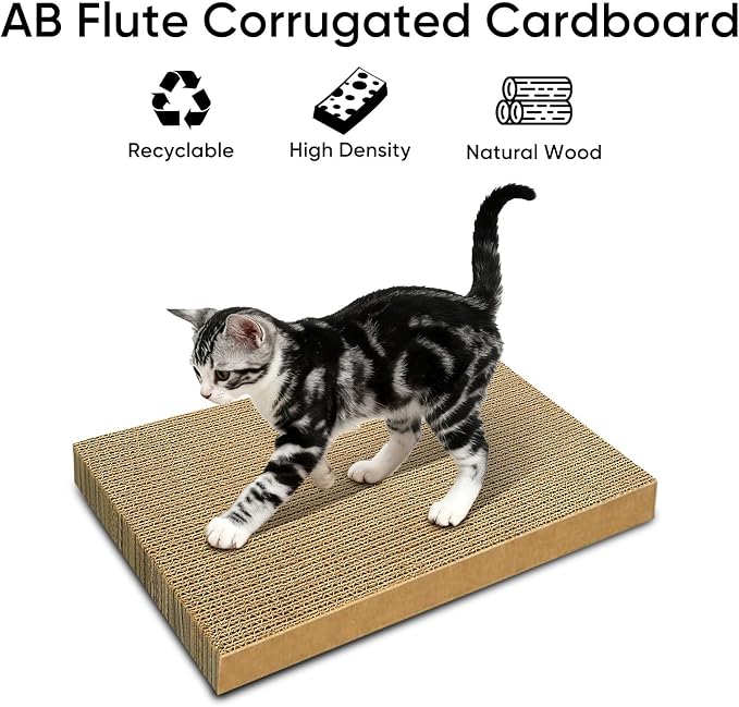 Cat Scratcher 2-Pack Refills, Large Cardboard Pads for Indoor Cats | Recyclable Corrugated Cardboard Pads, Ideal for Daily Scratching and Furniture Protection, Premium Scratch Pad for Kittens - Image 3