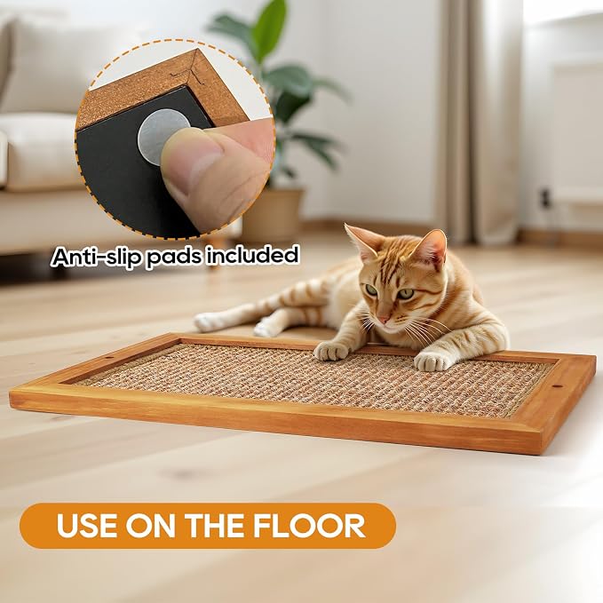 Large Cat Scratching Post for Indoor Cats - Wooden Sisal Cat Wall Scratcher, Vertical Floor or Wall Mounted Cat Scratch Pad, Furniture Protector for Adult Cats & Kittens - Image 4