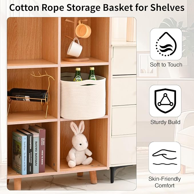 ICERZCZ Woven Cotton Rope Baskets for Gifts Empty, 17×13×9.5 Off White | Storage Baskets for Organizing, Cute Decorative Basket, Organizer Bins for Dog Toy, Baby Laundry, Gift, Nursery - Image 5