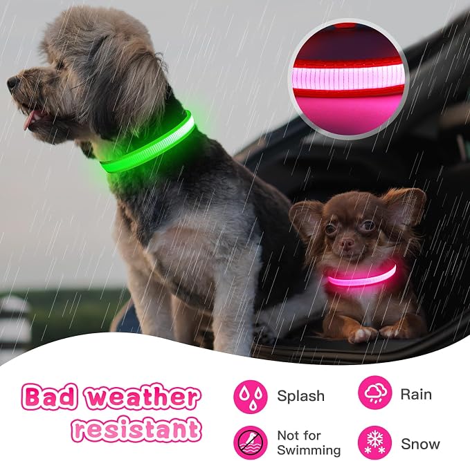 LED Light Up Dog Collar for Night Safety Walks, Pink, S | USB rechargeable, waterproof & pet-safe, 3 lighting modes, long-lasting glow, adjustable S/M/L, soft comfy daily walk fit - Image 5