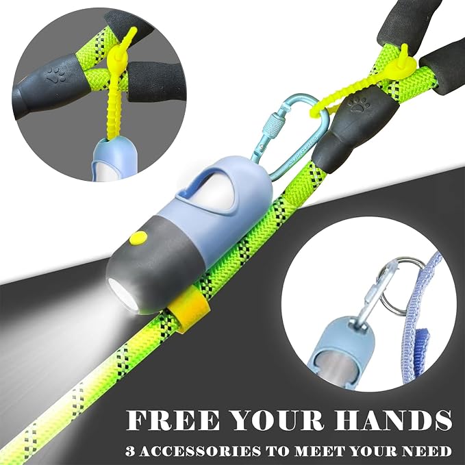 YUCHIYA Dog Poop Bag Holder Dispenser with LED Flashlight(Blue) | 100ft Ultra-Bright LED|Glow-in-the-Dark Avacado Clip|Metal Carabiner&Silicone Tether|15 Leak-Proof Scented Waste Bags - Image 2
