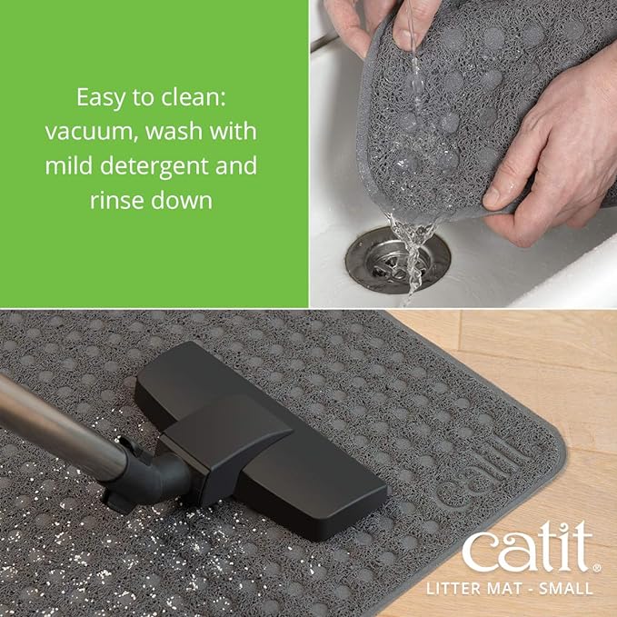 Catit Cat Litter Mat Rectangle Non-Slip Litter Trapping Mat Soft | Comfortable, Easy to Clean for All Cat Litter Types, Small - Image 4