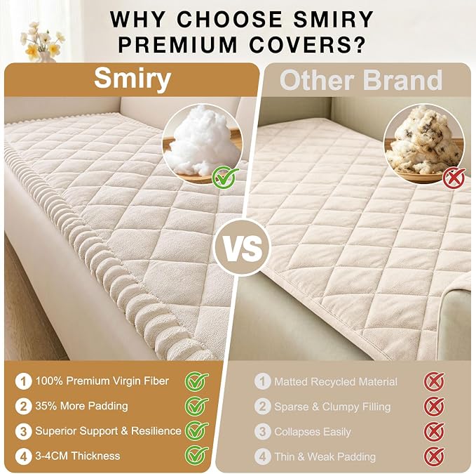 Smiry Non Slip Couch Cover for Dogs, Fuzzy Plush Pet Sofa Protector | Washable Furniture Cover for Large Dogs & Cats, Scratch & Dirt Resistant, For 2 Cushion Couch, White, 35.4"x63" - Image 4
