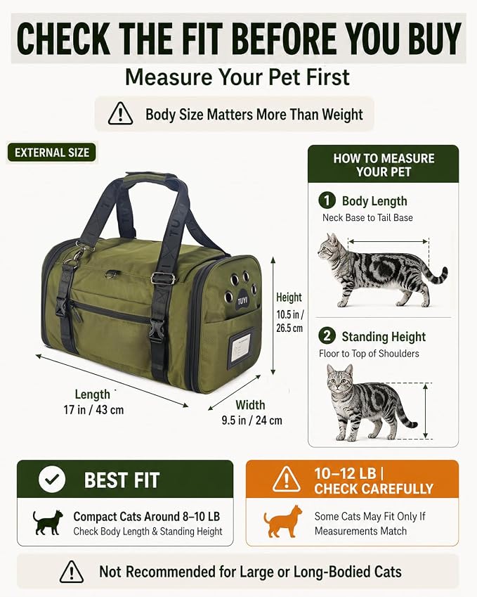 Soft-Sided Cat Carrier for Anxious Cats, Privacy Flaps 17x9.5x10.5in | 1680D Nylon, Metal Hardware, Reinforced Resin Mesh, Locking Zippers & Anti-Sag Base for Vet, Car and Under-Seat Air Travel. - Image 2