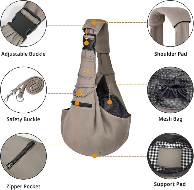 CUBY Dog and Cat Sling Carrier - Hands Free Reversible Pet Papoose Bag - Soft Pouch and Tote Design - Suitable for Puppy, Small Dogs Cats Outdoor - Image 4