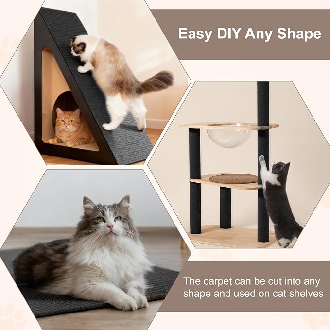 Cat Scratch Furniture Protector, Self-Adhesive Cat Scratcher Mat, Couch and Furniture Protector from Cat Claws, Black, 1 Set - Image 4