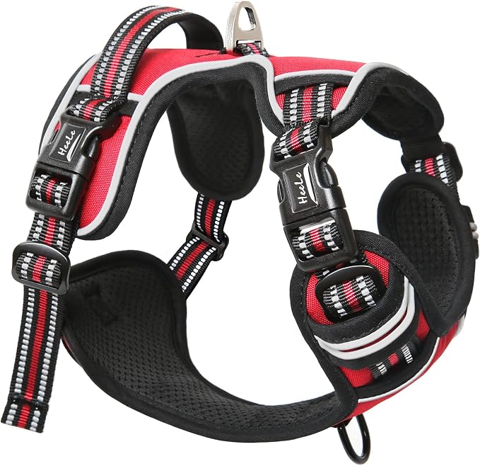 HEELE Dog Harness, Reflective Front Clip Vest with Control Handle, Red, M | Soft Breathable Padded for Medium Harness, No Pull No Choke, Adjustable 2 Metal Rings for Outdoor Walking Training - Image 7