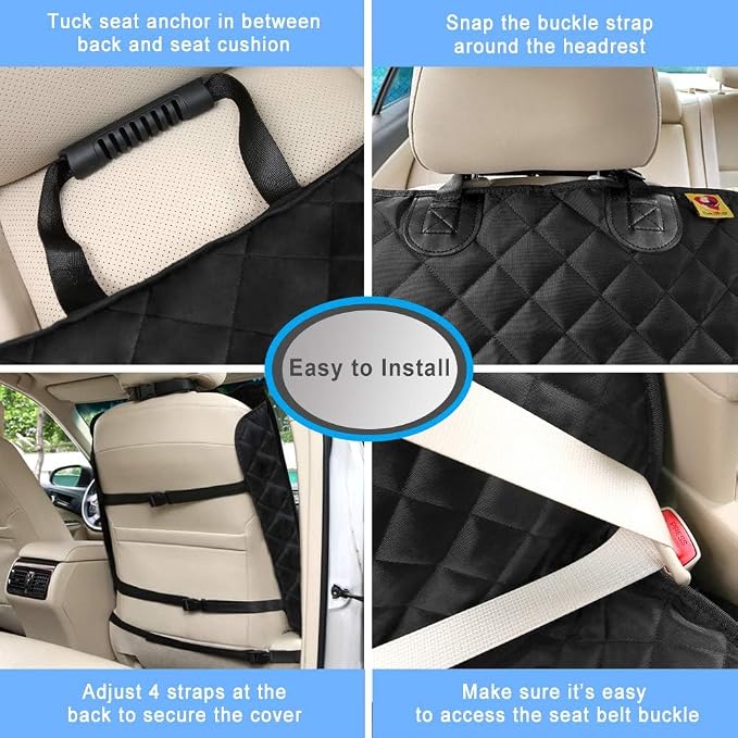 Bark Lover Deluxe Dog Seat Cover for Front Seat-More Durable Spill-Resistant Front Seat Protector, High Heat Resistant and Nonslip Front Seat Cover for Dogs Kids, Universal Size (Black, 2 Pack) - Image 5