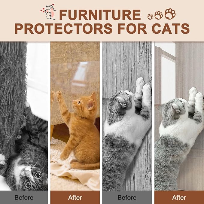 Anti Cat Scratch Furniture Protector, Couch Protector from Cat Claws, Transparent Sofa Guard Shield Single Sided Sticky Cats Scratch Deterrent Tape Couch Corner Guard 196.85x11.81 Inches, 1 Pack - Image 5