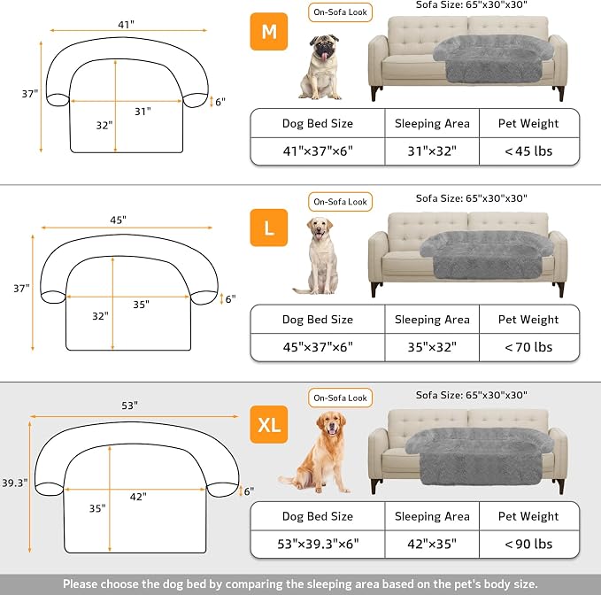 GGIB Calming Dog Bed Fluffy Plush Dog Mat for Furniture Protector with Removable Washable Cover for Large Medium Small Dogs and Cats (Extra Large (53x39.3x6), Grey) - Image 5