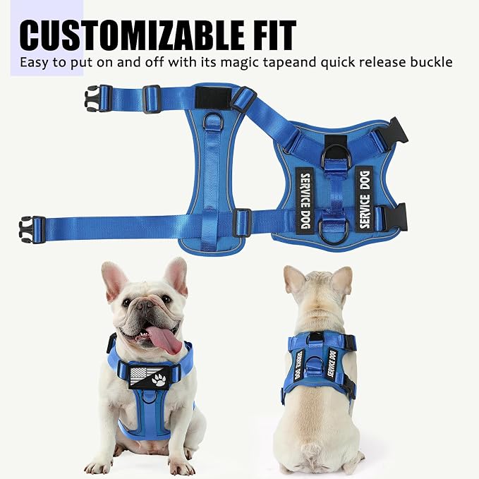Service Dog Harness, Reflective Dog Vest Harness with 5 PCS Patches, Adjustable Soft Oxford Pet Harness, Inner Layer Mesh, Easy to Control for Small Medium Large Dogs - Image 4