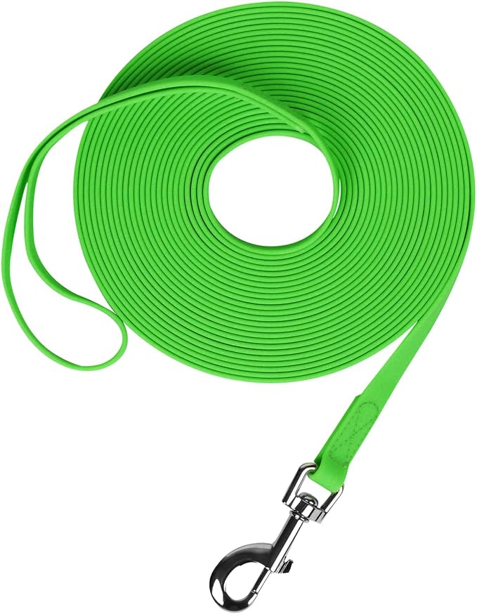 Waterproof Long Leash Durable Dog Recall Training Lead Great for Outdoor Hiking, Training, Yard, Beach and Swimming (Green, 50ft) by Qiaosite