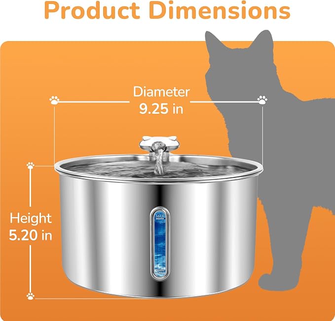 Stainless Steel Cat Water Fountain, 135oz/4L, Ultra-Quiet | Automatic Cat Dog Water Dispenser with Adjustable Pump, 3 Flow Modes, Large Capacity for Multiple Pets - Image 9