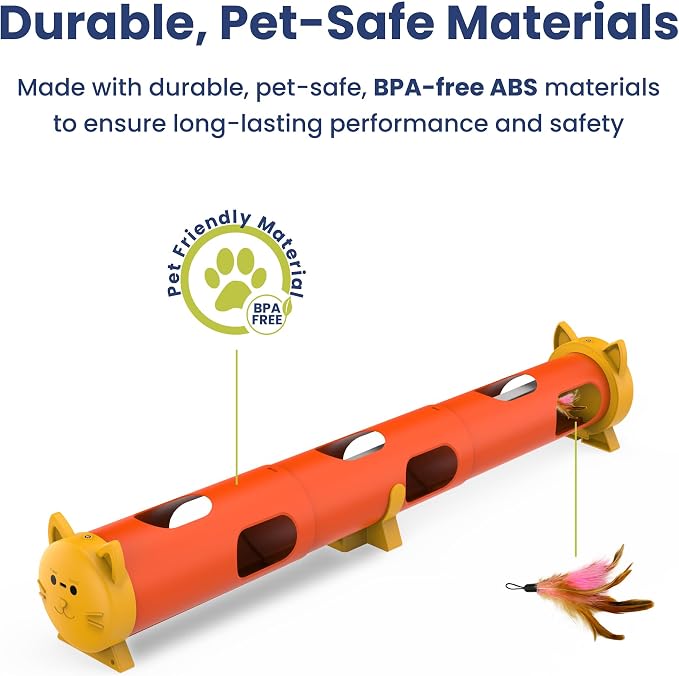 PAWSPIK Electric Feather Teaser Tube Cat Toy, Interactive Automatic Cat Toy | Smart Random Feather Play, Long Battery Life, Pet-Safe Materials, Indoor, Large - Image 9