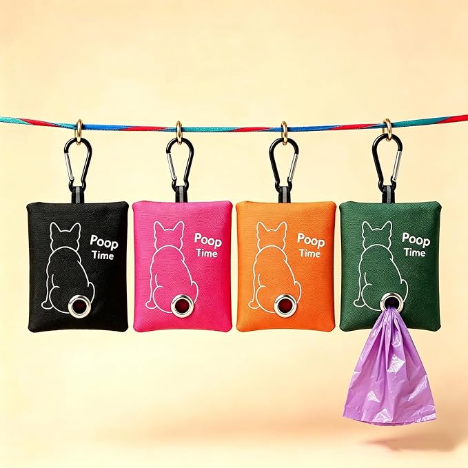 Black Leash Bag Holder Dog Poop Bag Holder with Clip (Black) | With Carabiner Clip, Easy Bag Dispensing, Leash Attachable, Funny Design - Image 6