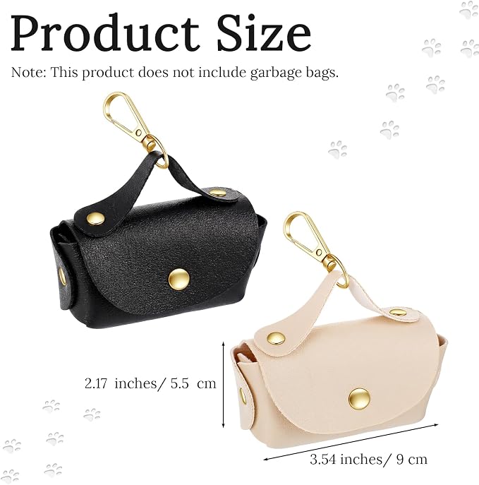 2PCS Leather Dog Poop Bag Dispenser Portable and Reusable | Doggie Poop Bags Holder Waterproof Anti-Slip Clip Pet Waste Bag Holders for Walking Any Leash, Opening for Easy Dispensing - Image 2