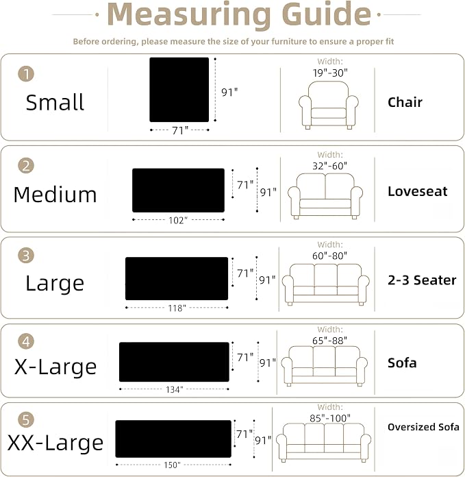 Couch Cover for Dogs Washable Sofa Cover, Sectional Couch Covers, Sofa Covers for 2 Cushion Couch, Non Slip Stripe Sofa Slipcovers Furniture Protector (Black 71x102) - Image 2