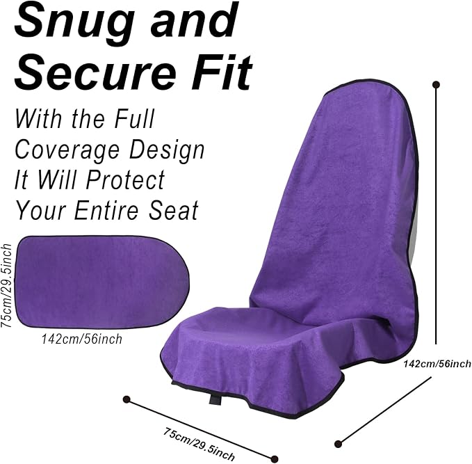 Car Seat Cover Protector Front Seats,for Gym Workout,Running,Swimming,Beach and Hiking,Waterproof Sweat Towel Bucket Seat Covers for Cars SUV Trucks (Purple, 2Pcs) - Image 3