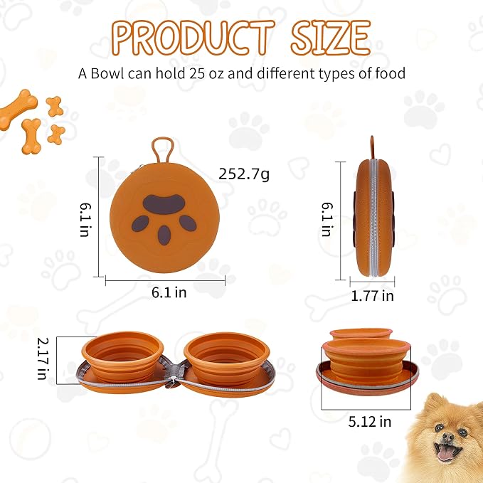 Collapsible Dog Bowls, 2-in-1 Pet Portable Travel Bowls Green | Portable Pet Camping, Outdoor Pet Essential, Daily Walks, Road Trips, Hiking, Beach Visits, Foldable, Food and Water Use - Image 6