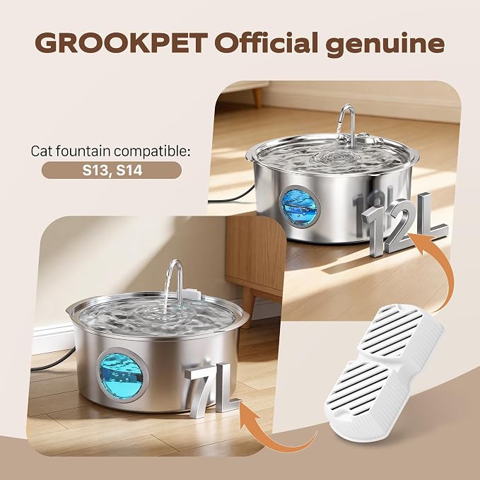 GROOKPET Dog Water Fountain Filters: 12 Dog Fountain Filters - Pet Water Fountain Filters Replacement - Including 6 Filters + 6 Sponges - Suitable for GROOKPET Dog Water Fountain for Large Dogs - Image 7