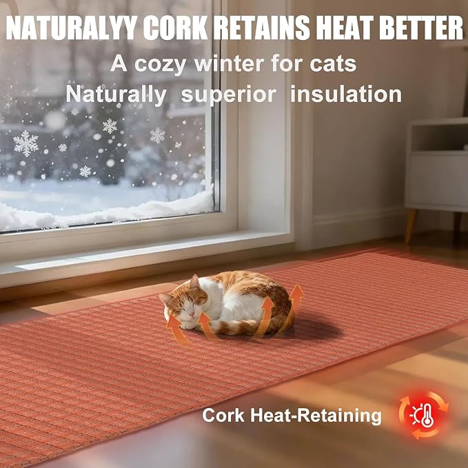Natural Cork-Cat Scratch Pad-Cat Scratch Mat Rug-Avoid Cat Couch Protector-Cat Scratch Furniture Protector for Post/Sofa/Floor-Indoor Wall Scratchers-Cat Scratching Carpets-Stretching-Kitty Gifts - Image 7