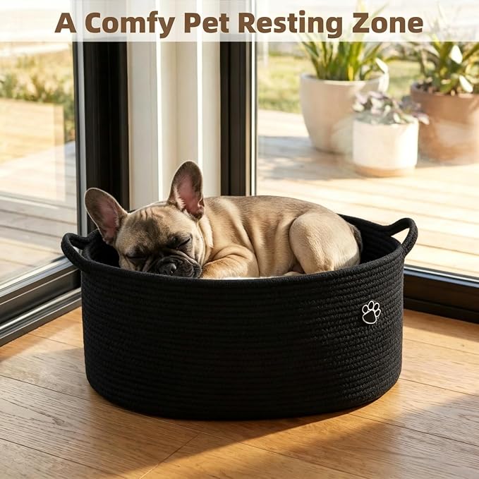 Optish 40L Extra Larg Dog Toy Basket, Woven Storage Baskets with Handles | 20" x 14" x 9" XL Toy Storage Box and Bin with Handles for Living Room, Bedroom Organization, Foldable, Durable, Home Decor - Image 6