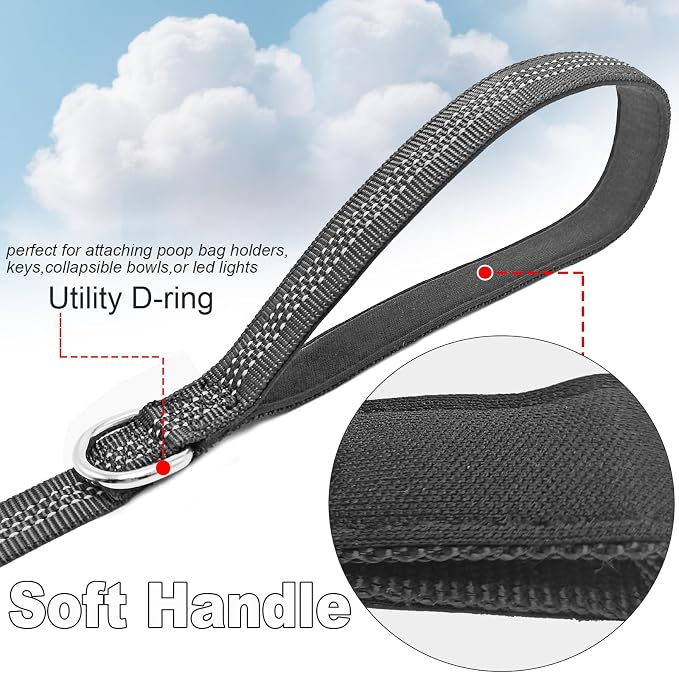 5FT Bungee Dog Leash Shock Absorbing Lightweight Small Medium Dogs | Reflective Nylon Lead 2cm Wide- Soft Handle- Anti-Pull Training- 6 Colors - Image 4