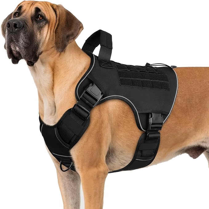 WINGOIN Black Tactical Dog Harness for Extra Large Dogs,No Pull Dog Harness | Heavy Duty with Handle,Adjustable Reflective,Military K9 Style,Big Size Dog Vest,for Great Danen,for Walking Running Hunting by WINGOIN